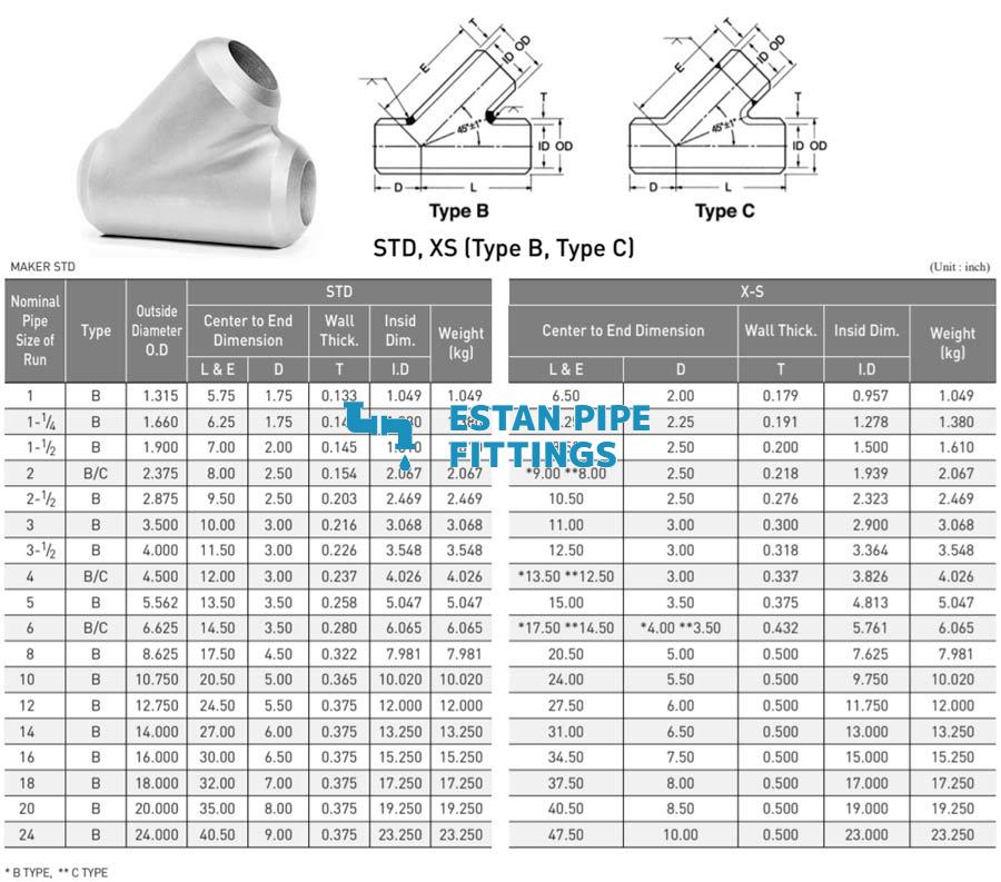 buttweld-lateral-tee-dimensions