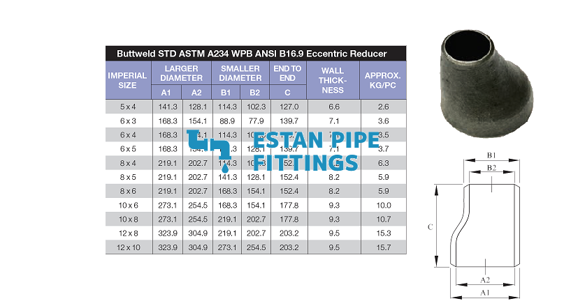 eccentric reducer dimensions